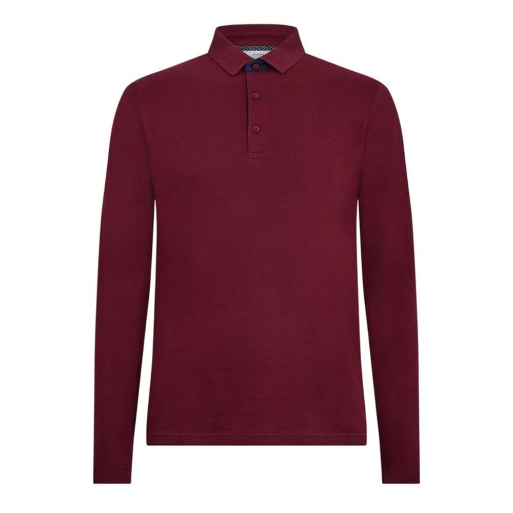 Peter Werth Mens Glasby Long-Sleeved Polo Shirt / Burgundy